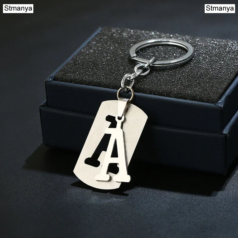 NEW DIY Stainless Steel AZ Letters key Chain