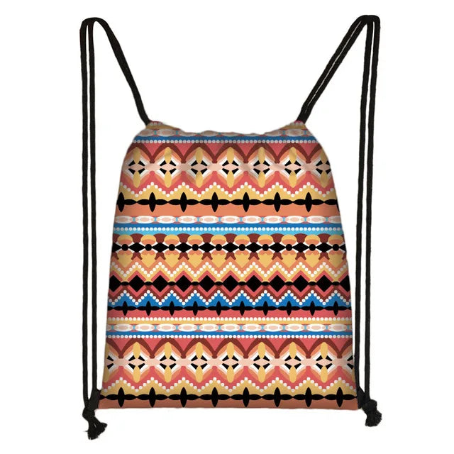 Mandala / Hamsa Fatima Hand/ Buddha Lotus Flower backpack woman Drawstring Bag girls Storage Bag Ladies travel bag