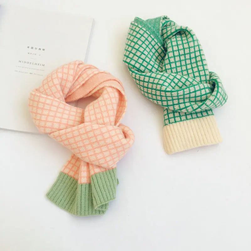Korean Style New Winter Kid Knitted Wool Plaid