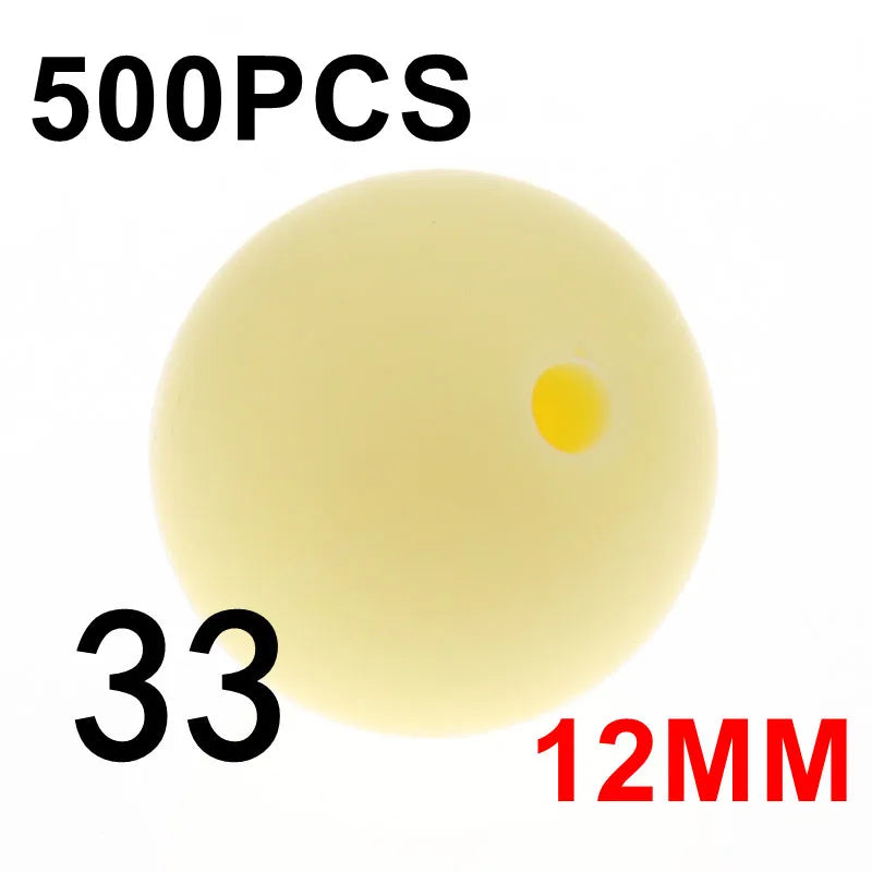 Fkisbox 500pcs 12mm Silicone Round Loose Beads Baby