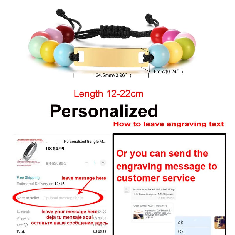 Personalize Baby Name Bracelet Figaro Chain Smooth Bangle