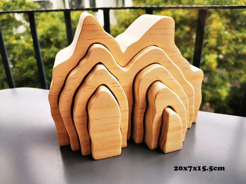 Montessori Wooden Toys Elemental Rainbow Stacking Blocks /Unpaint