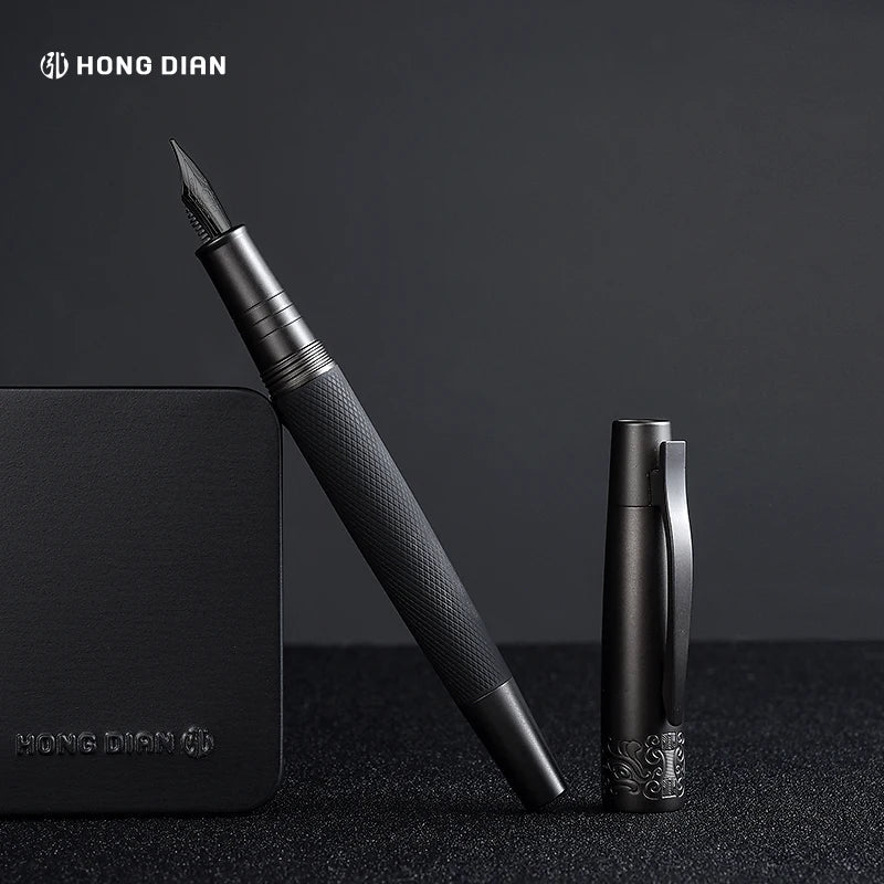 LT Hongdian 6013 Black Metal Fountain Pen Titanium