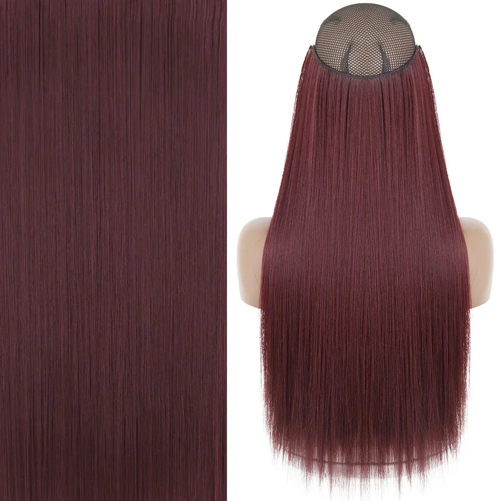 MERISIHAIR Synthetic No Clip Invisible Wire Hair Extensions