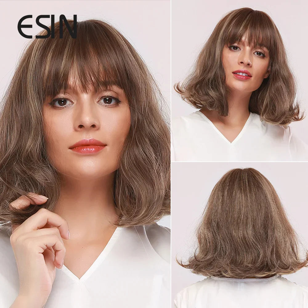 ESIN Synthetic Black Brown Medium Long Loose Body