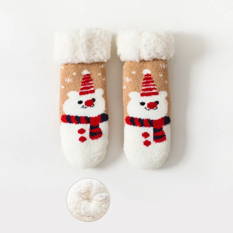 Newborn Baby Winter Cartoon Christmas Socks Thicken Cotton