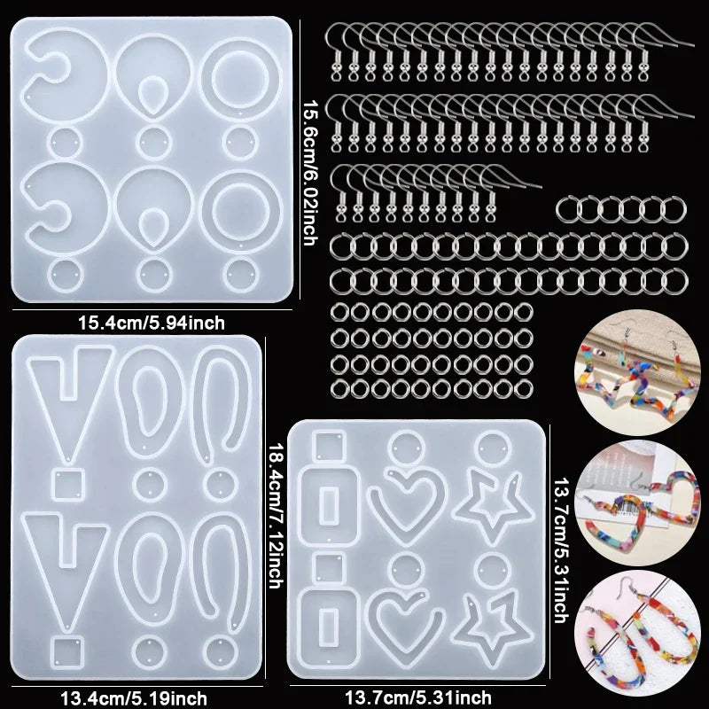 Mixed Style Jewelry Epoxy Resin Molds Set Silicone