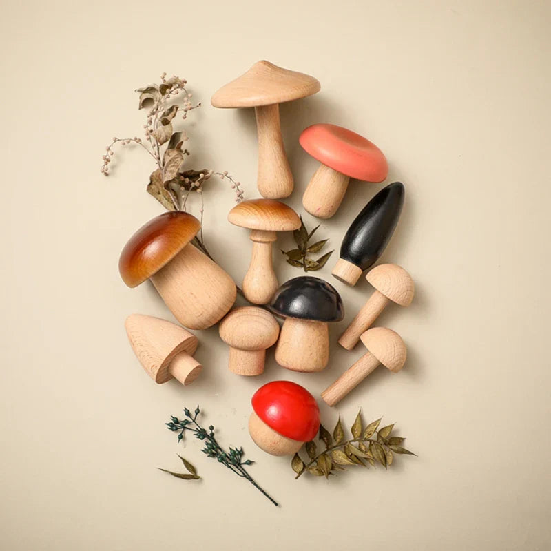 Wood Mushroom Stacking Block Balance Toy Set Montessori