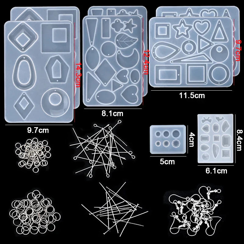 Mixed Style Jewelry Epoxy Resin Molds Set Silicone