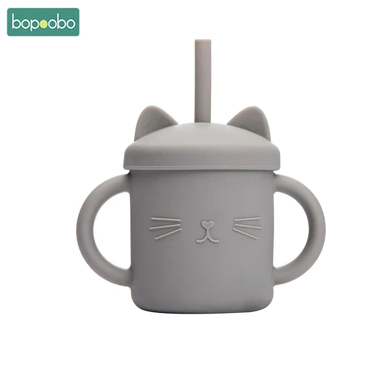Bopoobo Baby Feeding Straw Cup Baby Cartoon Cat