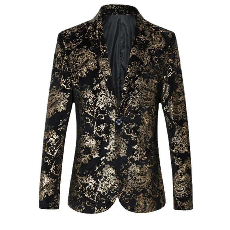 New Brand clothing Gold Susiness Blazer Trend Male