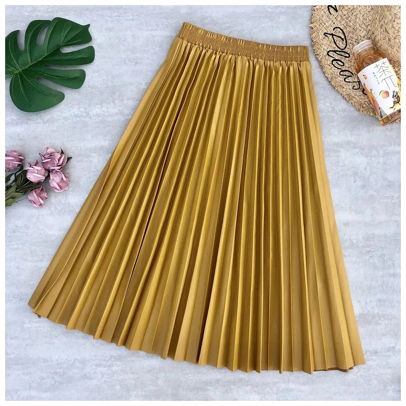 Neophil Ladies Black PU Fur Faux Leather Midi