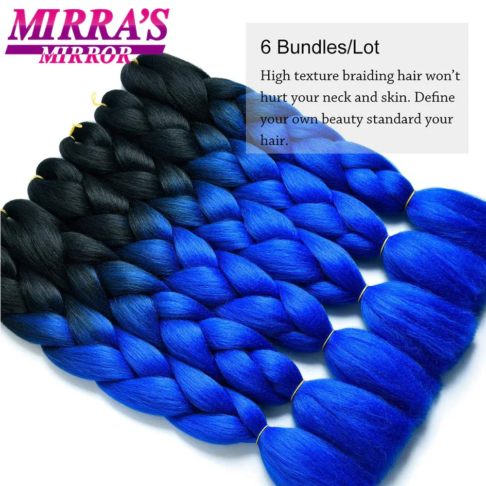 Synthetic Jumbo Braids Hair Omber Braiding Hair Extensions for Women Yaki Texture Black Blue Fake Hair Mirra’s Mirror
