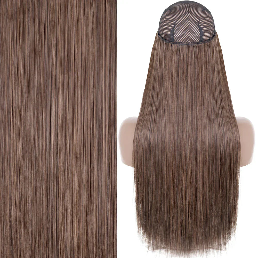 MERISIHAIR Synthetic No Clip Invisible Wire Hair Extensions