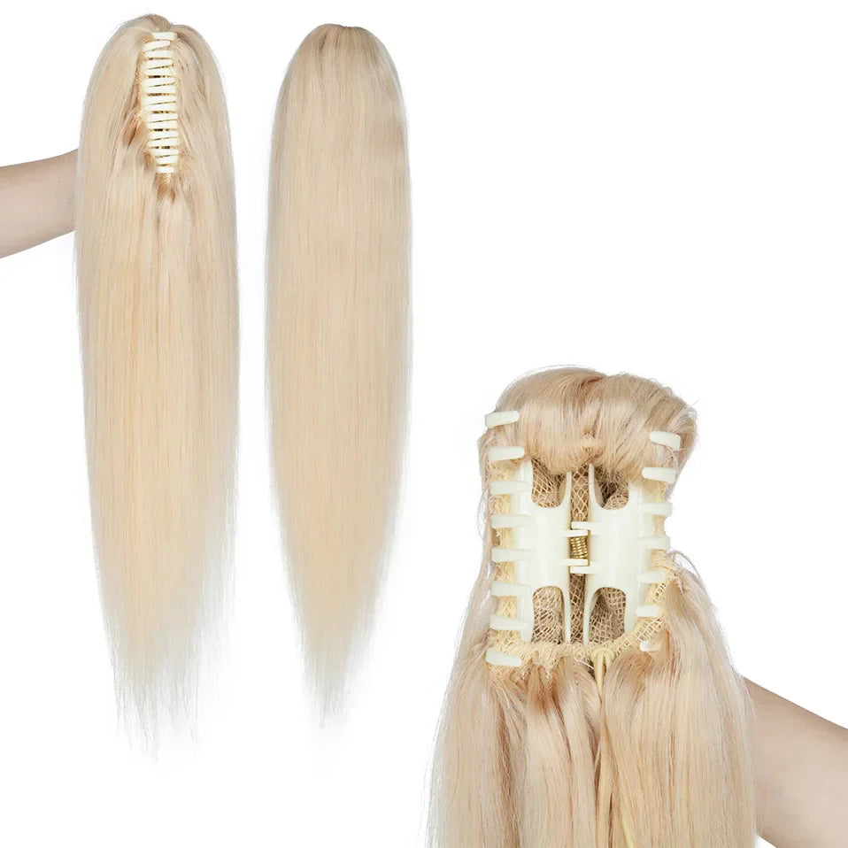 S-noilite Ponytail Human Hair 14-22Inches Claw Clip in