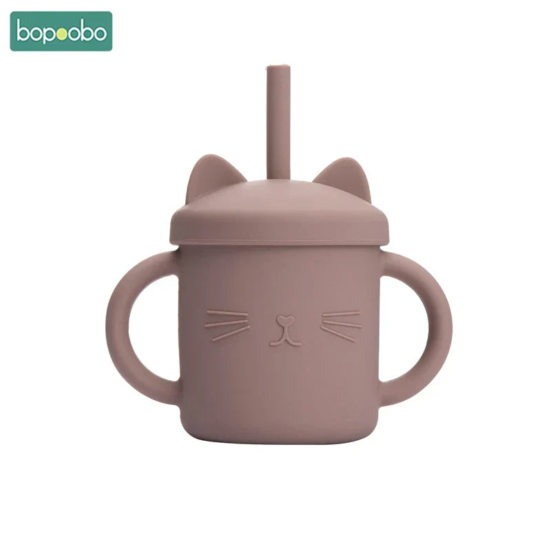 Bopoobo Baby Feeding Straw Cup Baby Cartoon Cat