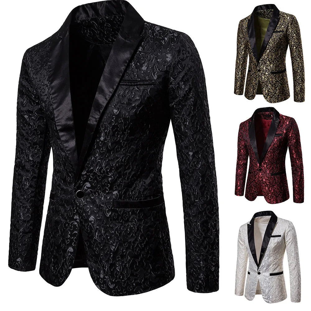 Men's Floral Party Dress Suit Stylish Dinner Jacket