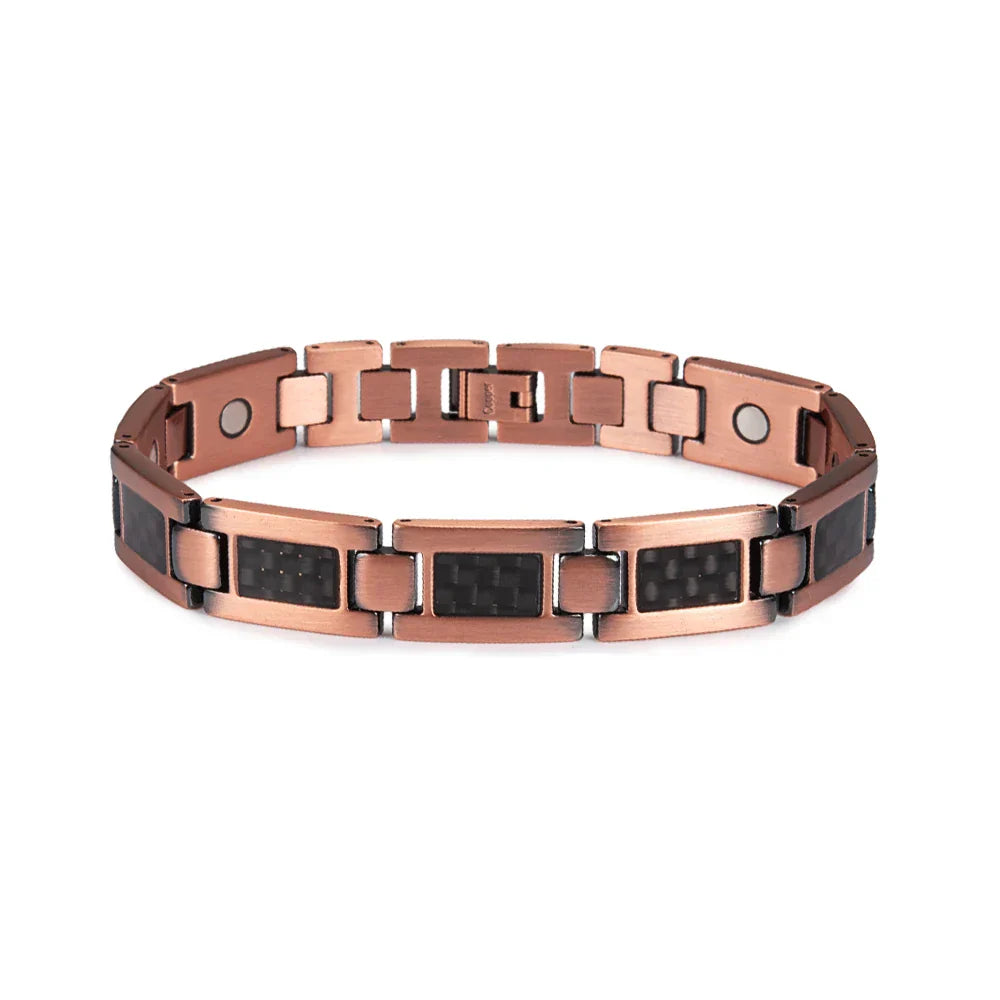 Magnetic Copper Bracelet Men's Black Carbon Fibre Health