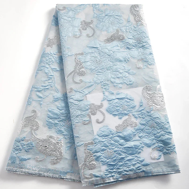 African Tulle Lace Fabric 2024 Satin Nigerian Brocade