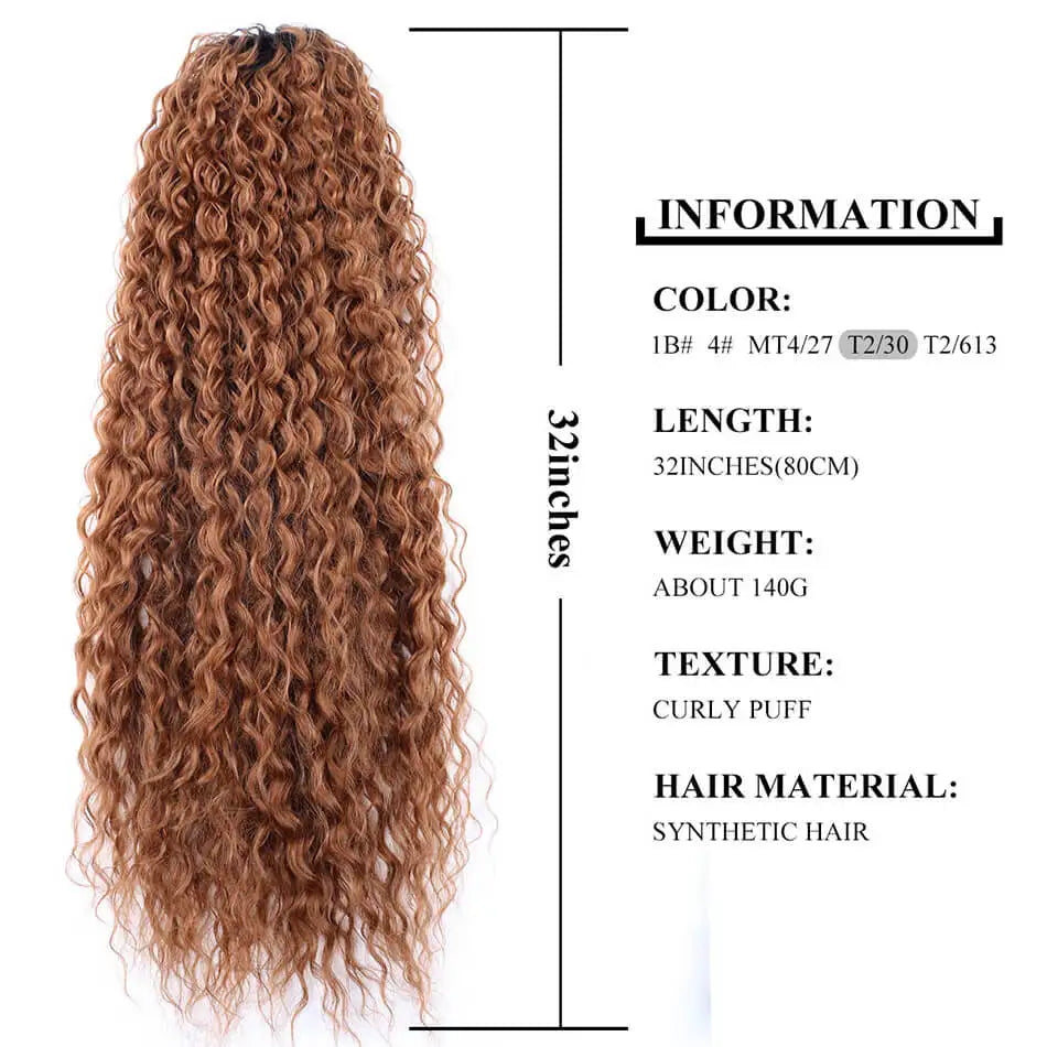 Long Curly Ponytail 80CM Synthetic Drawstring Ponytail Extensions