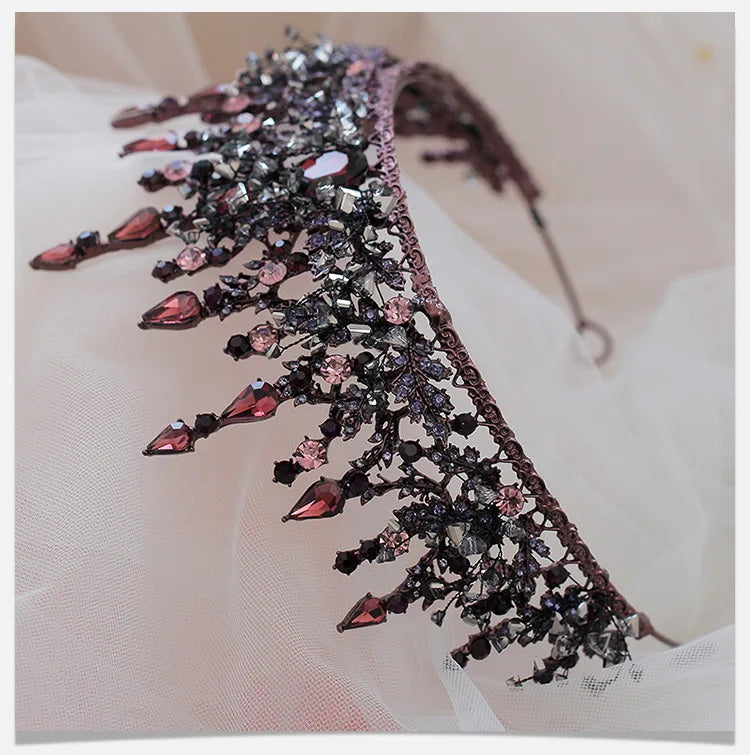 Vintage Baroque Headbands Purple Crystal Tiaras Crowns Bride
