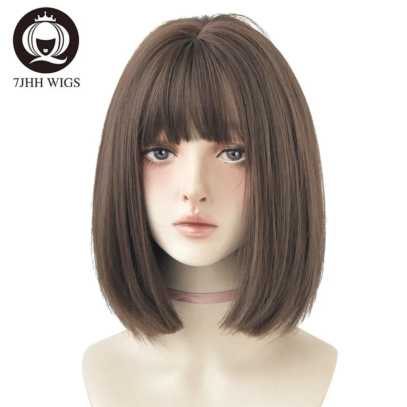 7JHH WIGS Black Short Bob Wig for Girl