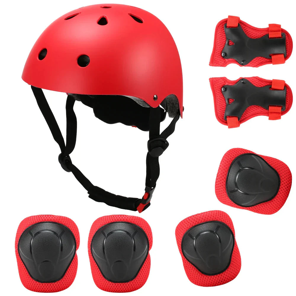 7Pcs Adjustable Pads Wrist Helmet Protector Set Kids
