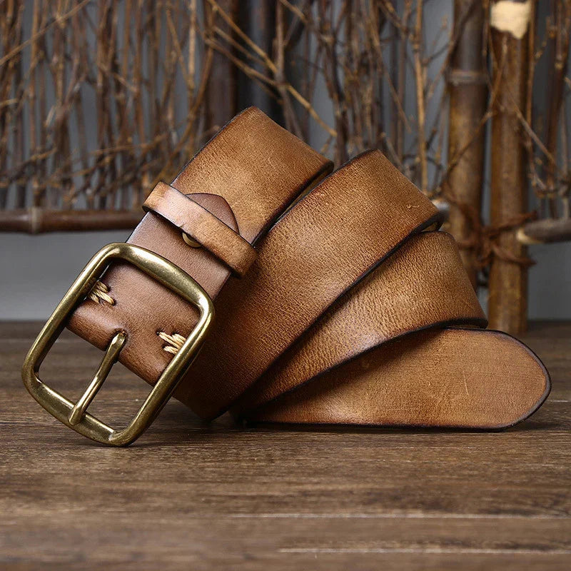 3.8CM Thick Cowhide Copper Buckle Genuine Leather Casual