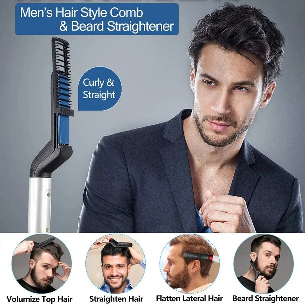 Electric Hair Comb Brush Beard Straightener Multifunctional Quick
