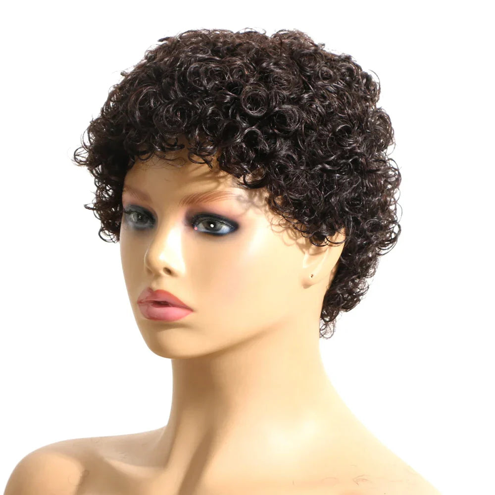 100% Human Hair Short Jerry Curly Wig Afro