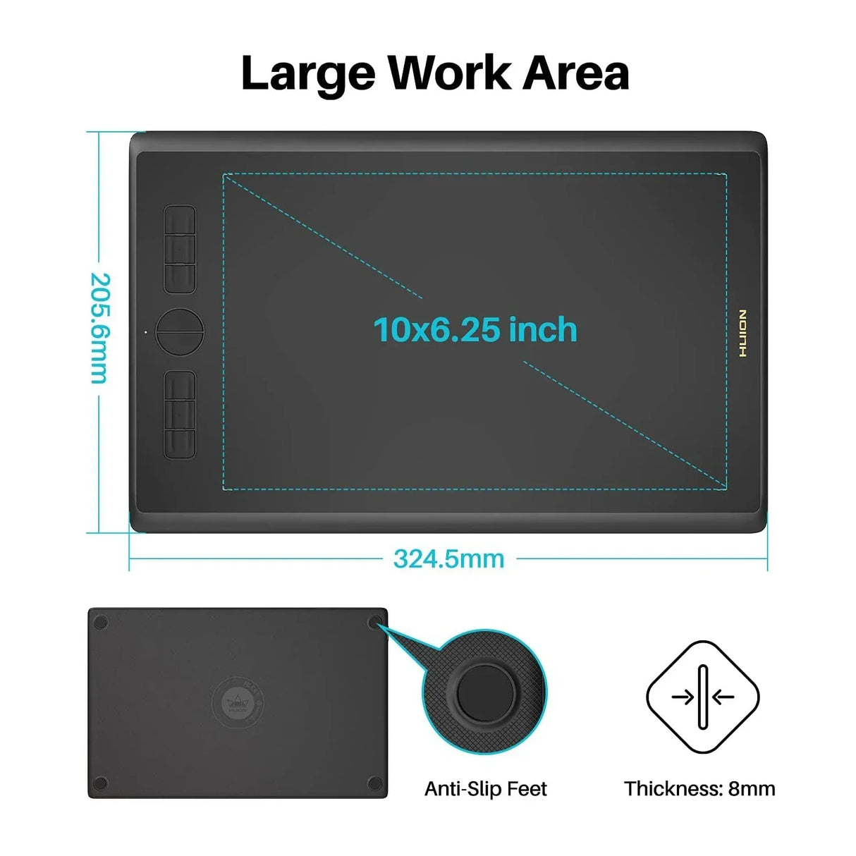 HUION H610X Graphics Tablet 10x6.25 Inch Digital Tablets