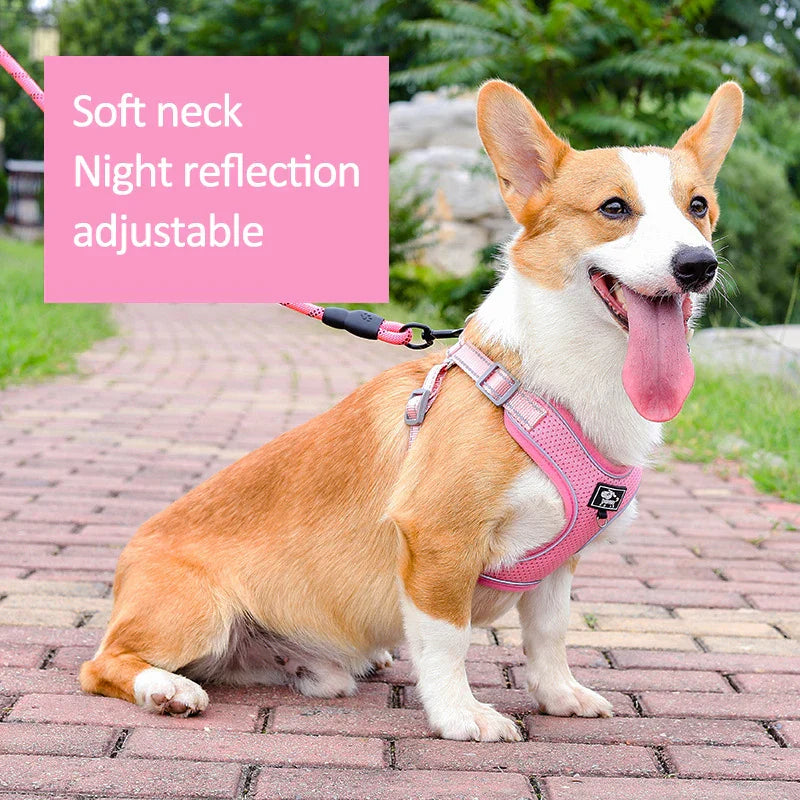 Reflective Vest Harness Leash Adjustable Mesh Vest Dog