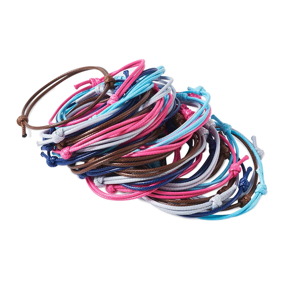 50pcs/lot Unisex Woven Korean Waxed Polyester Cord Bracelet