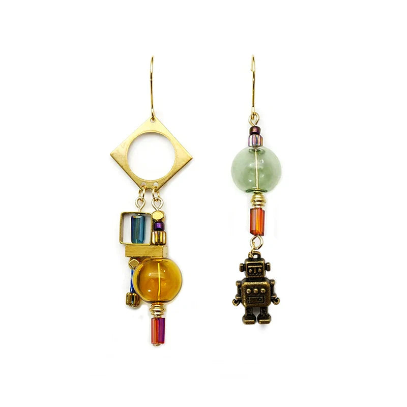 Original Industrial Robot Long Dangle Earrings For Women