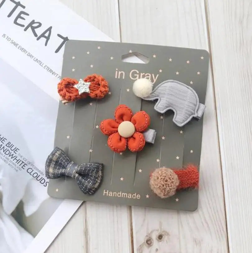 New cute bear girls hair bows 5pcs children
