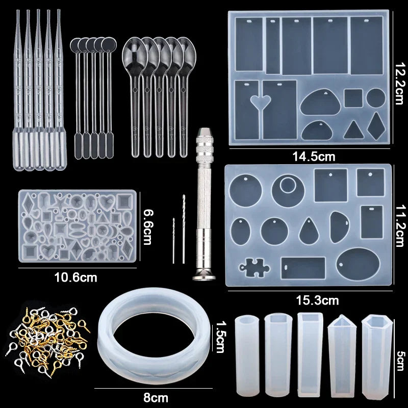 Mixed Style Jewelry Epoxy Resin Molds Set Silicone
