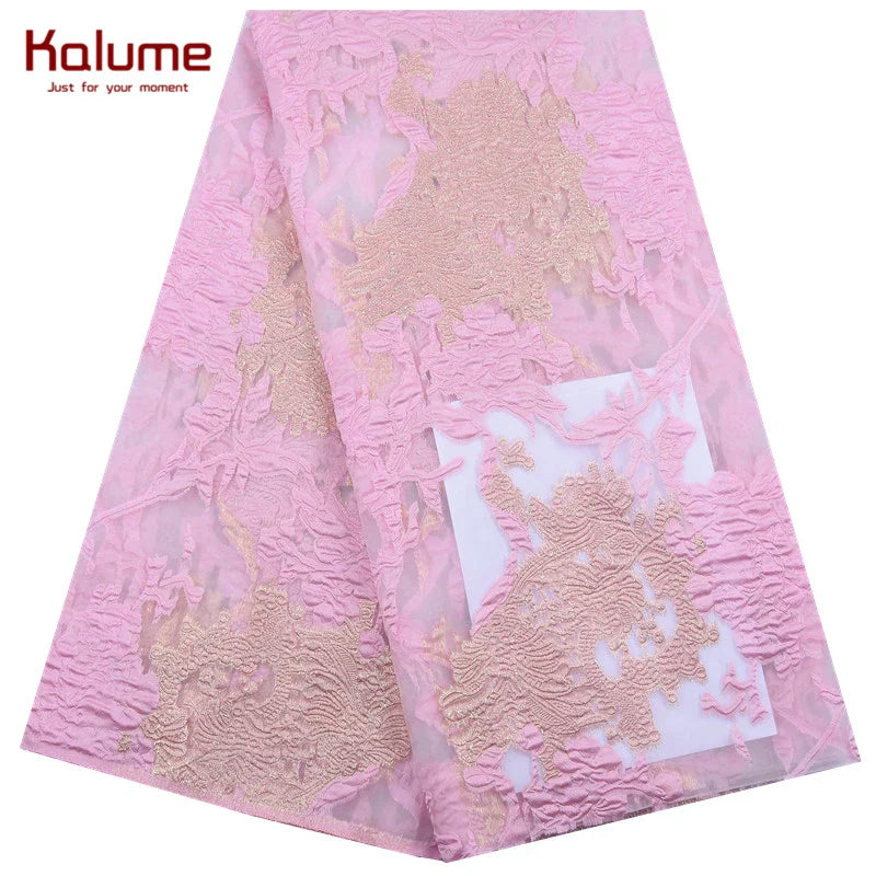 African Tulle Lace Fabric 2024 Satin Nigerian Brocade