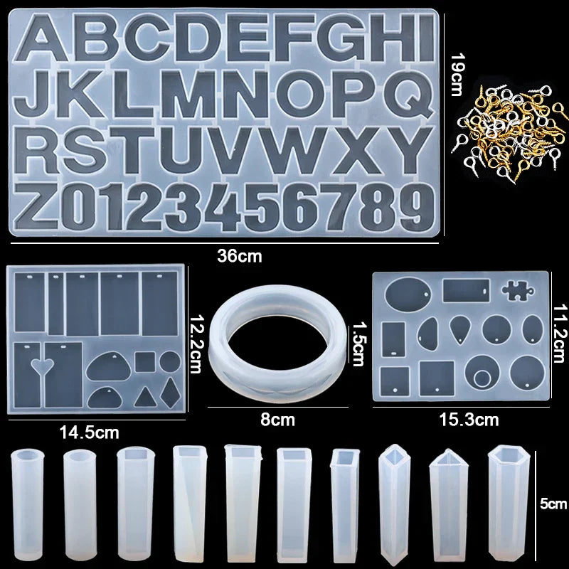 Mixed Style Jewelry Epoxy Resin Molds Set Silicone
