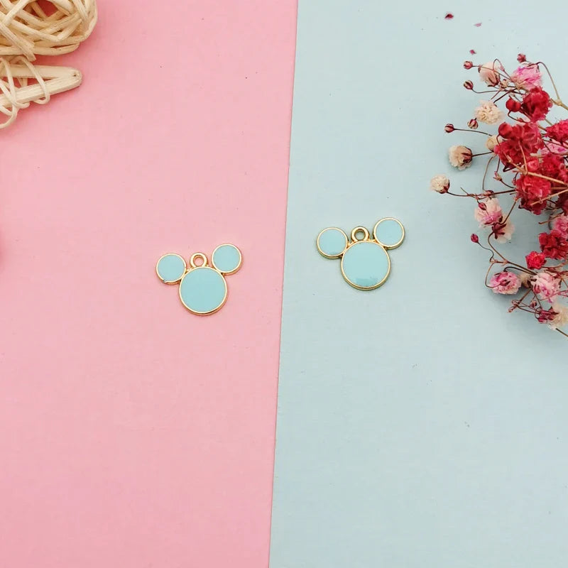 20pcs Drop Oil Mickey Head Shaped Enamel Charms