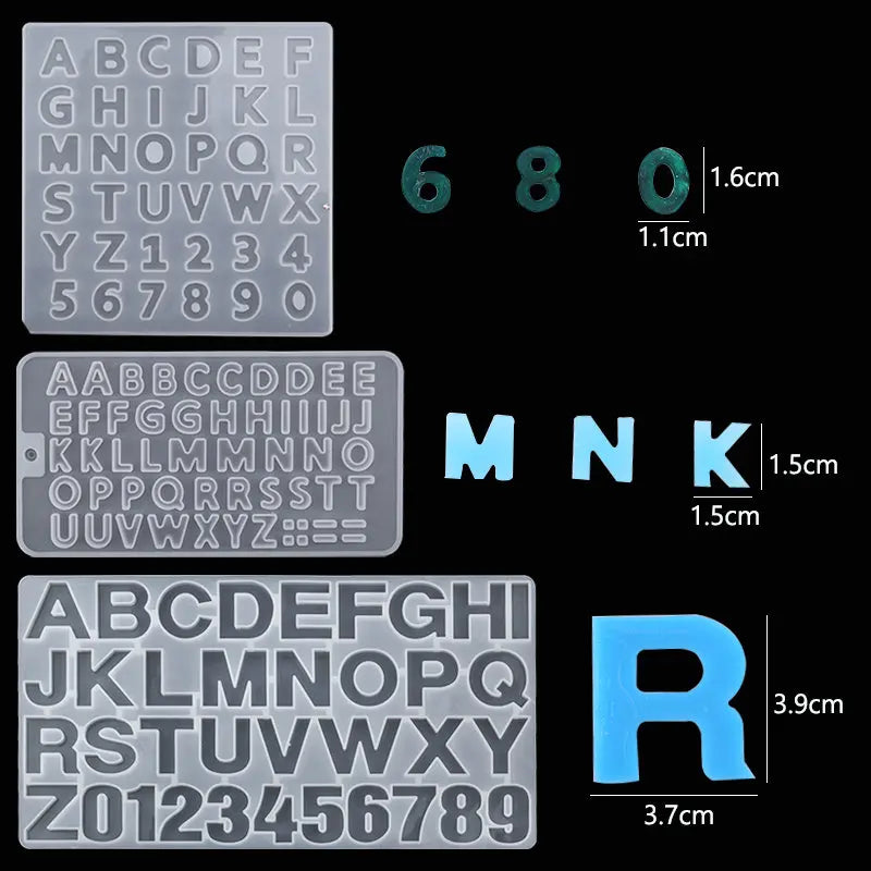 Alphabet Resin Molds Kit Backward Letter Number Silicone