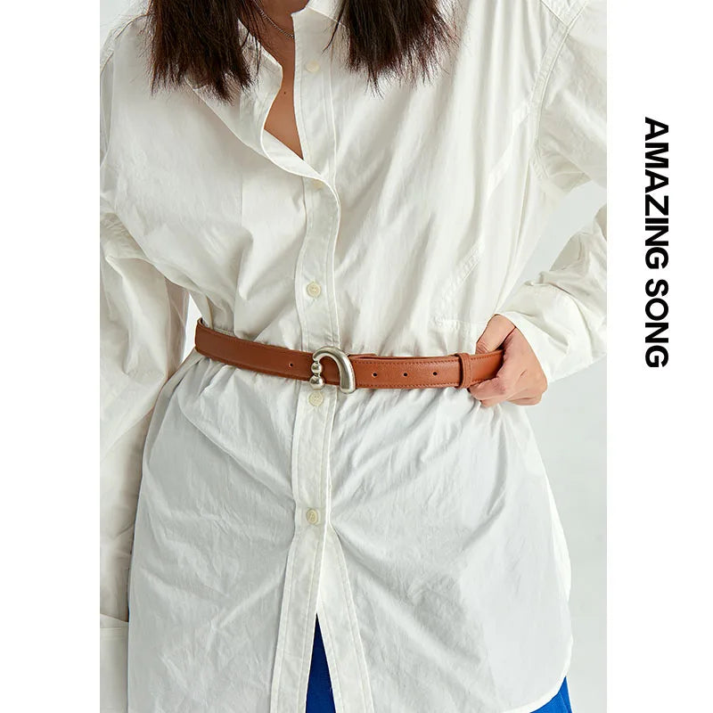Metal Buckle Studded Belt for Women