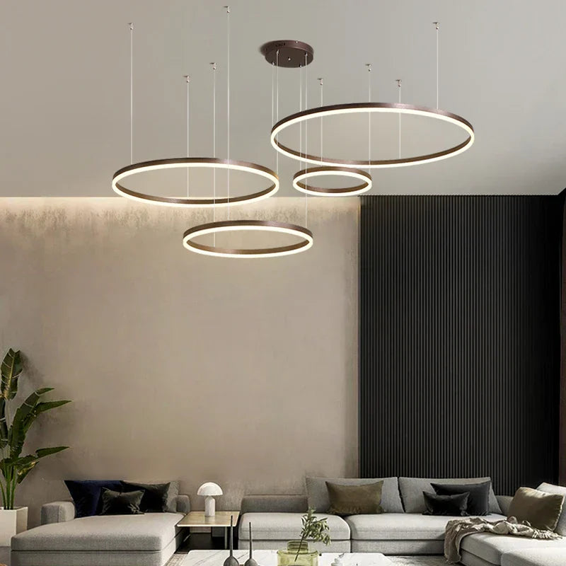 2023 Modern Led Chandelier Home Lighting Brushed Rings