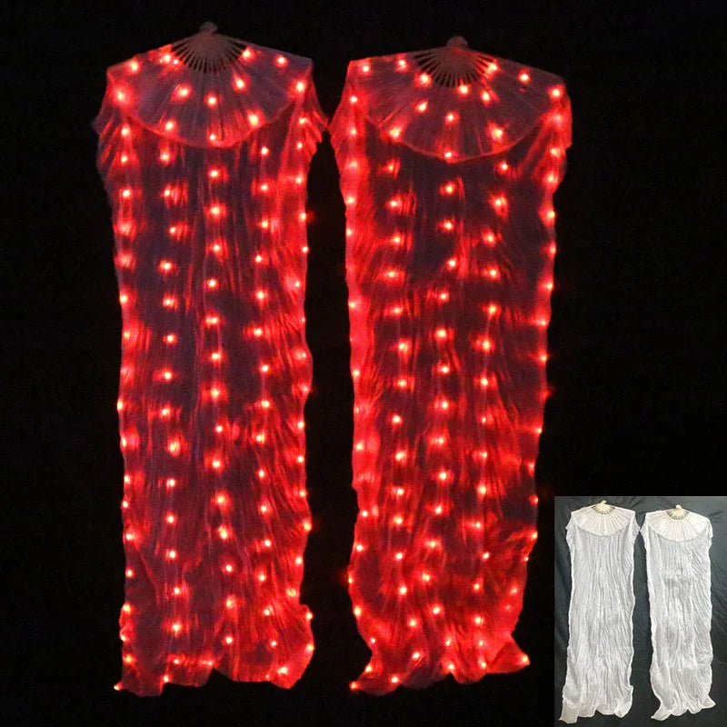 Silk LED Rainbow Dance Fans Women Belly