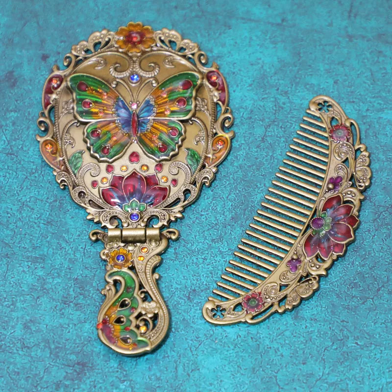 Handle Mirror Comb Retro Euporen 3D Portable Standing