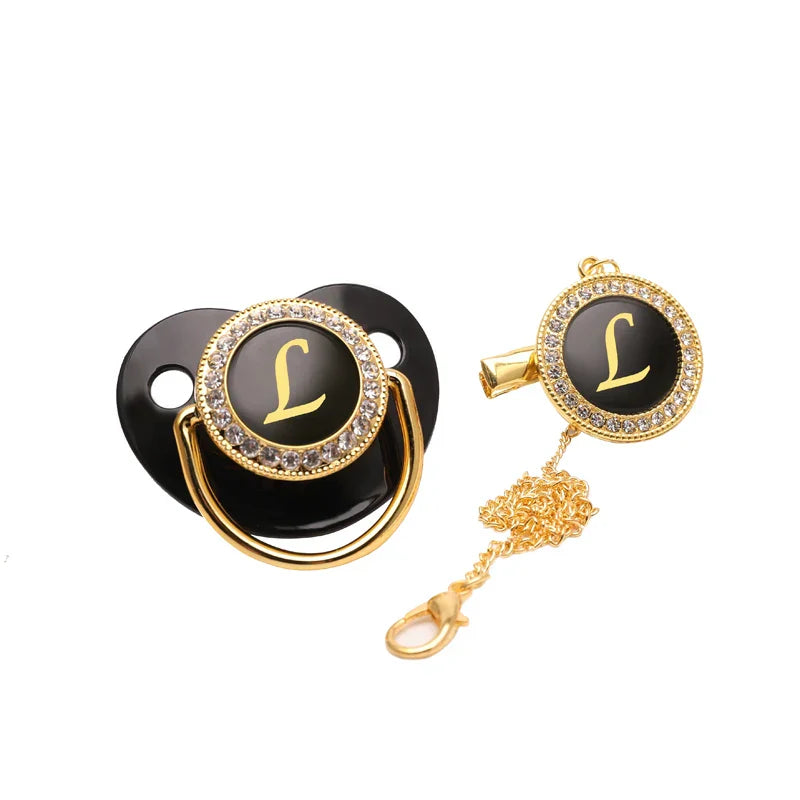 Black Gold Luxury Pacifier for Babies A-Z Name
