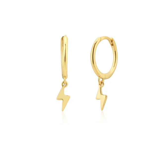 CCFJOYAS 925 Sterling Silver Lightning/Awl/Animal Pendant Hoop Earrings