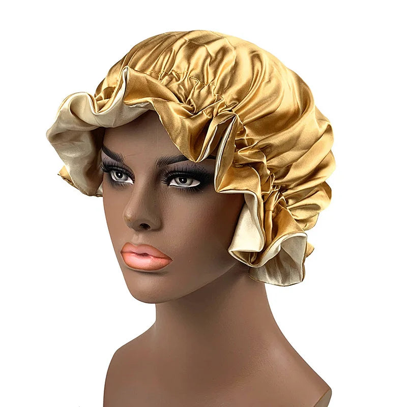 Oversized Plain Satin Bonnet For Women 2 Layers