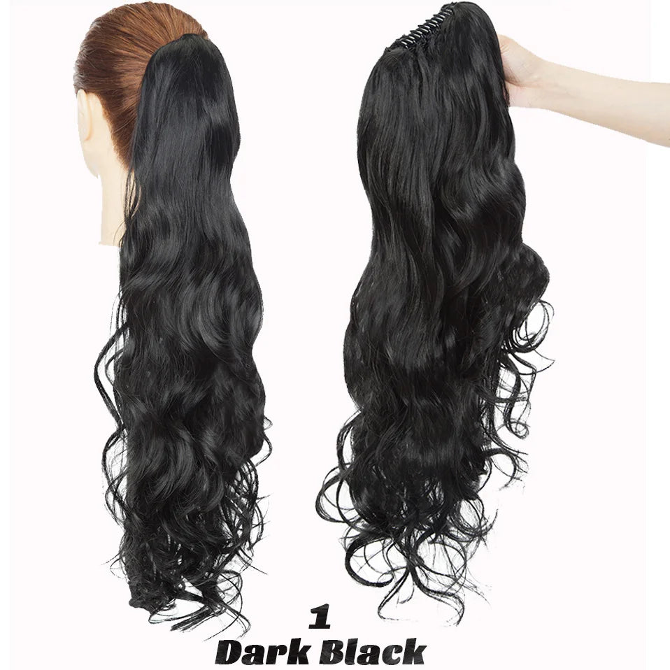 Benehair Synthetic 24inch Long Wavy Claw On Ponytail