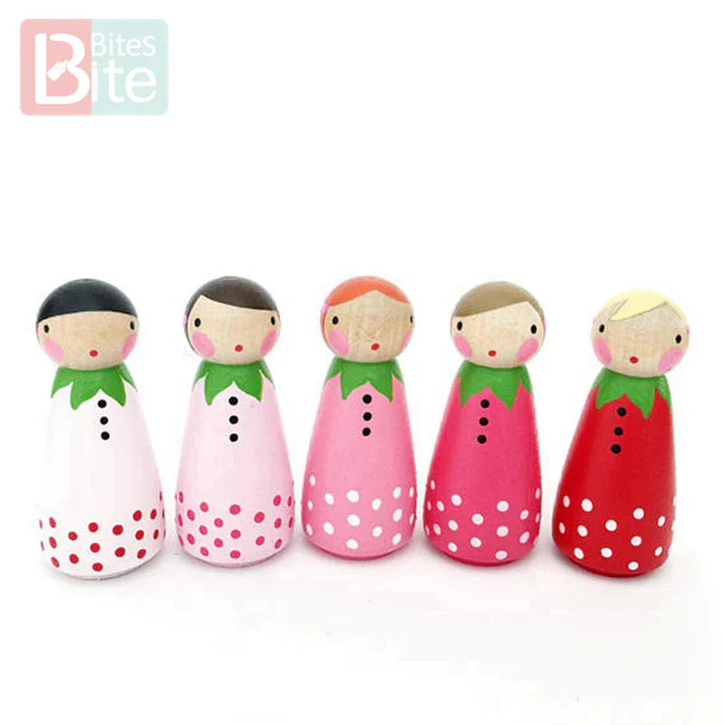 Wooden Doll Peg Baby Teether DIY Color Painting