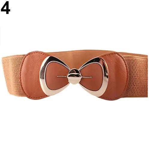 HOT SALES!!!New Arrival Women Bowknot Buckle Metallic Faux Leather Waistband Elastic Croset Waist Belt Wholesale Dropshipping